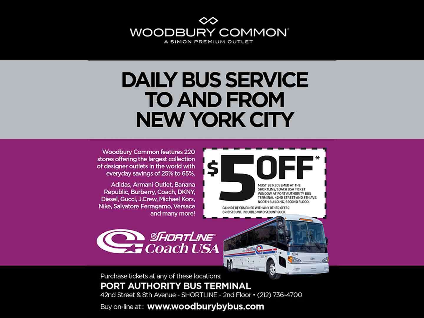 Servicio de autobús diario a Woodbury Common
